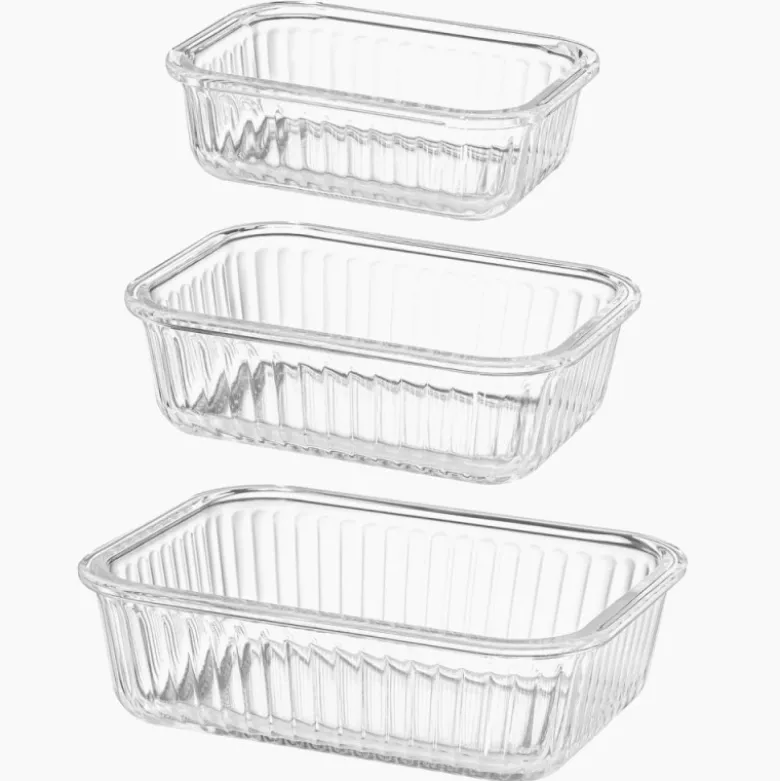 Pojemniki szklane lunchbox GierekHoff Riffle 1500/1000/400 ml żaroodporne szczelne GH 1107