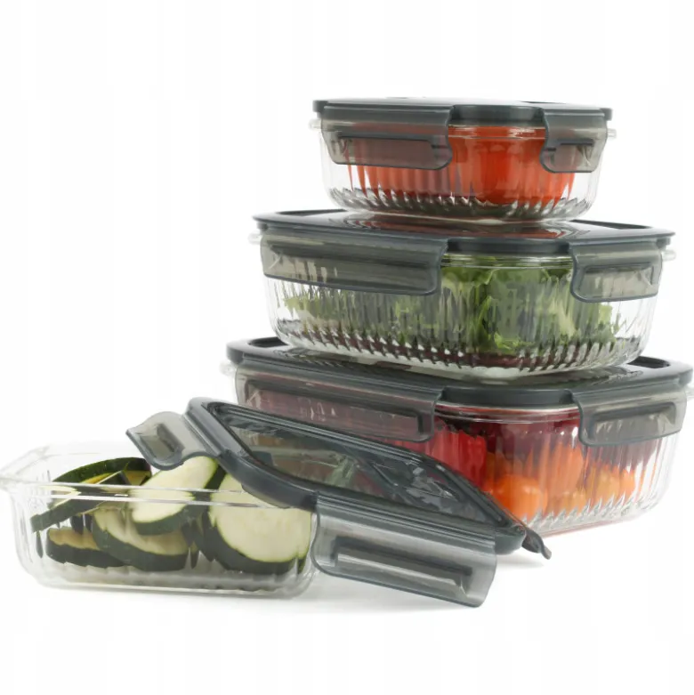 Pojemniki szklane lunchbox GierekHoff Riffle 1500/1000/400 ml żaroodporne szczelne GH 1107