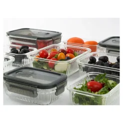 Pojemniki szklane lunchbox GierekHoff Riffle 1500/1000/400 ml żaroodporne szczelne GH 1107