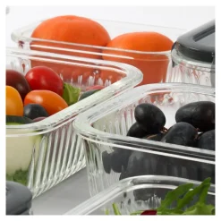 Pojemniki szklane lunchbox GierekHoff Riffle 1500/1000/400 ml żaroodporne szczelne GH 1107