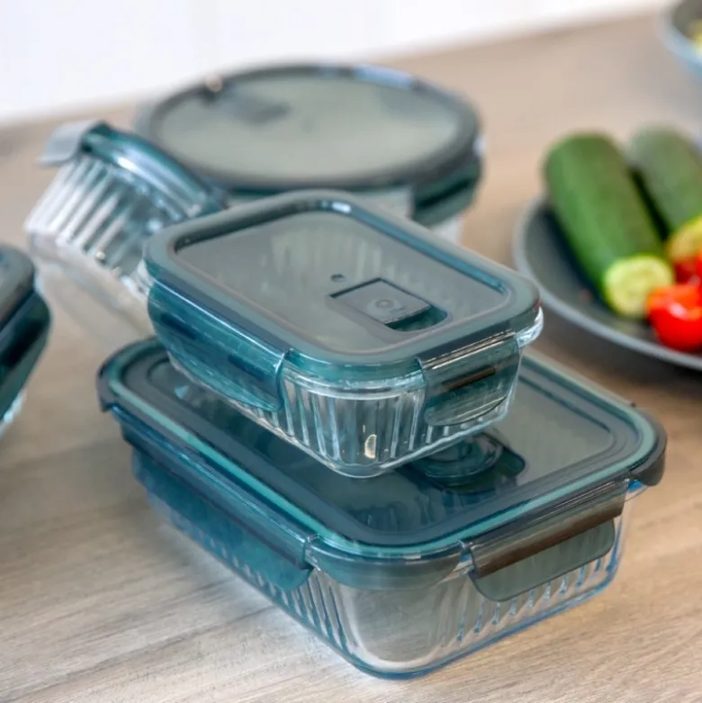 Pojemniki szklane lunchbox GierekHoff Riffle 1500/1000/400 ml żaroodporne szczelne GH 1107