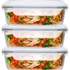 Pojemniki szklane 640 ml prostokątne lunchbox Altom Fresh zestaw 3 sztuki żaroodporne hermetyczne