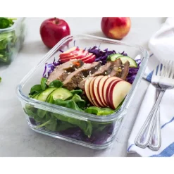Pojemniki szklane 1040 ml prostokątne lunchbox GierekHoff Corio zestaw 3 sztuki żaroodporne hermetyczne GH 1109