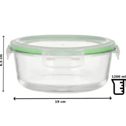 Pojemniki szklane okrągłe lunchbox GierekHoff Corio GH 1101 zestaw 3 sztuki żaroodporne hermetyczne 1200/950/400 ml