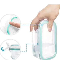 Pojemniki szklane prostokątne lunchbox GierekHoff Corio GH 1103 zestaw 4 sztuki żaroodporne hermetyczne 1520/1050/640/370 ml