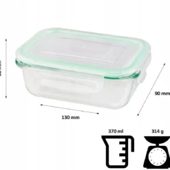 Pojemniki szklane prostokątne lunchbox GierekHoff Corio GH 1103 zestaw 4 sztuki żaroodporne hermetyczne 1520/1050/640/370 ml