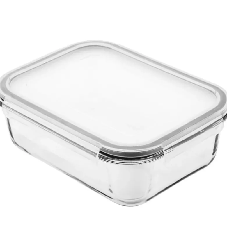 Pojemniki szklane prostokątne lunchbox GierekHoff Corio GH 1114 zestaw 4 sztuki żaroodporne hermetyczne 1050/640/370/200 ml