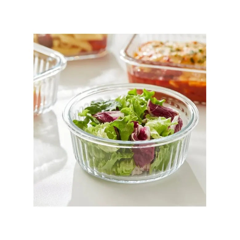 Pojemniki szklane ryflowane Florina Mariet lunchbox 960/650 ML żaroodporne hermetyczne