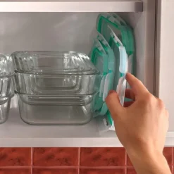 Pojemniki szklane zestaw 9 sztuk lunchbox GierekHoff Corio do przechowywania żaroodporne hermetyczne GH 1110