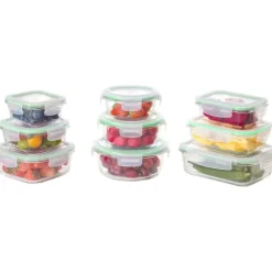 Pojemniki szklane zestaw 9 sztuk lunchbox GierekHoff Corio do przechowywania żaroodporne hermetyczne GH 1110