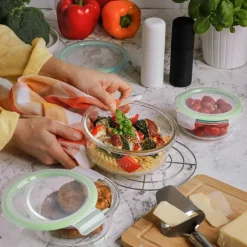 Pojemniki szklane zestaw 9 sztuk lunchbox GierekHoff Corio do przechowywania żaroodporne hermetyczne GH 1110