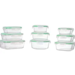 Pojemniki szklane zestaw 9 sztuk lunchbox GierekHoff Corio do przechowywania żaroodporne hermetyczne GH 1110