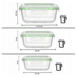 Pojemniki szklane zestaw 10 sztuk lunchbox GierekHoff Corio żaroodporne hermetyczne