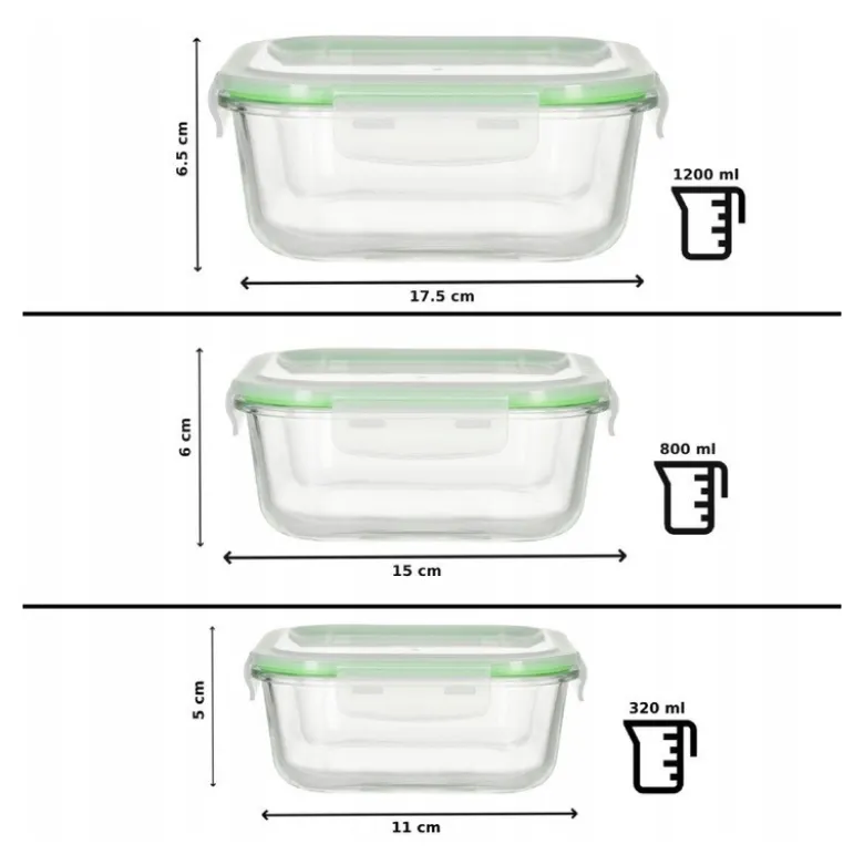 Pojemniki szklane zestaw 10 sztuk lunchbox GierekHoff Corio żaroodporne hermetyczne