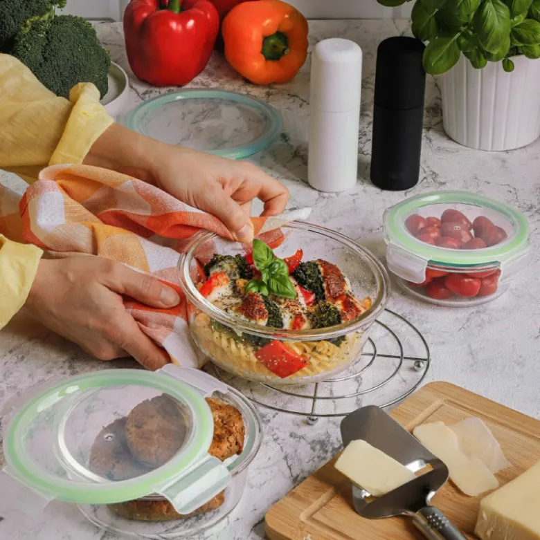 Pojemniki szklane zestaw 10 sztuk lunchbox GierekHoff Corio żaroodporne hermetyczne