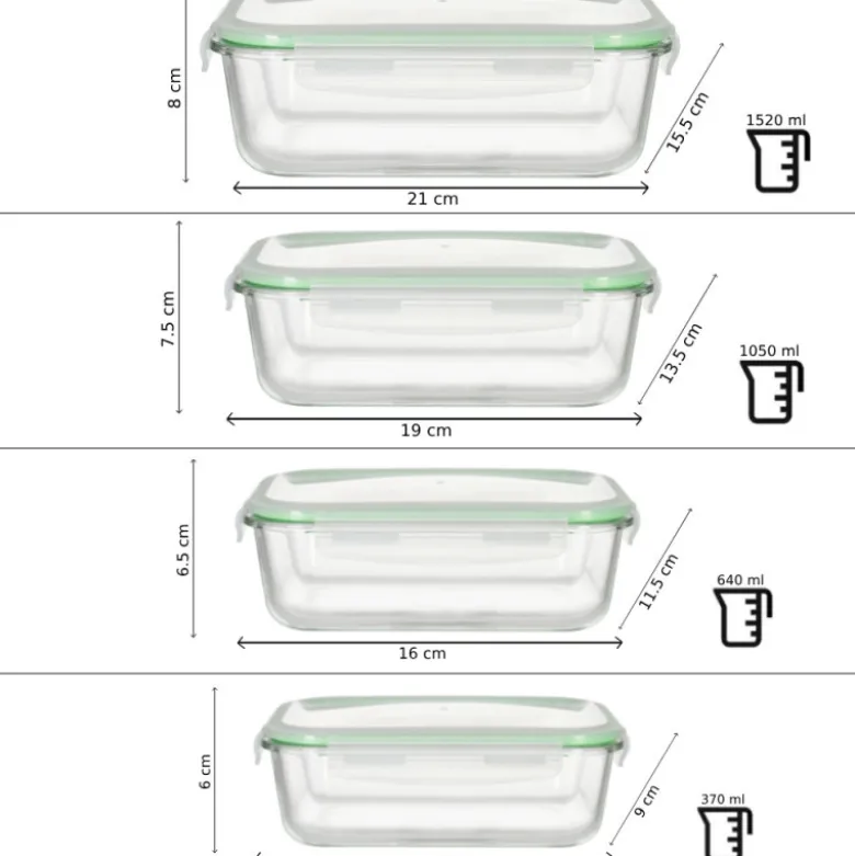 Pojemniki szklane zestaw 10 sztuk lunchbox GierekHoff Corio żaroodporne hermetyczne