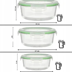 Pojemniki szklane zestaw 10 sztuk lunchbox GierekHoff Corio żaroodporne hermetyczne