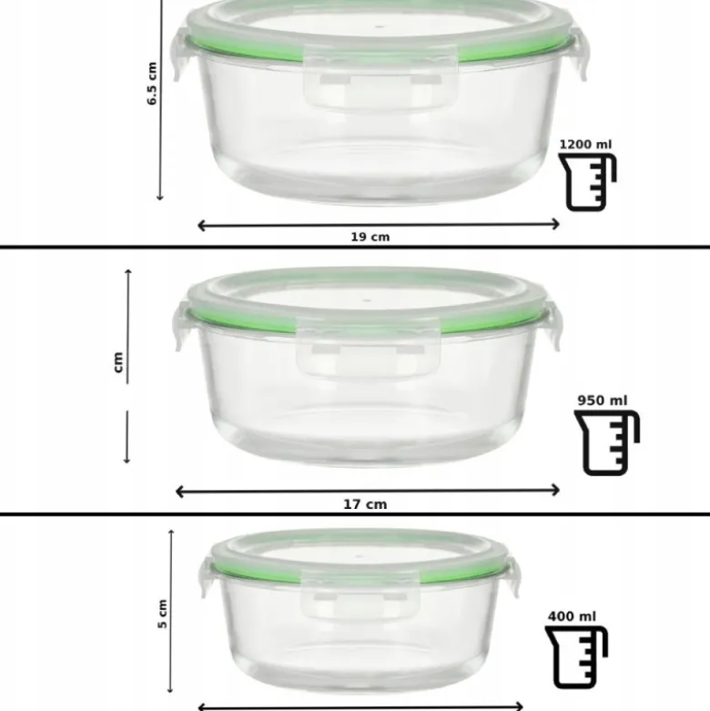 Pojemniki szklane zestaw 10 sztuk lunchbox GierekHoff Corio żaroodporne hermetyczne
