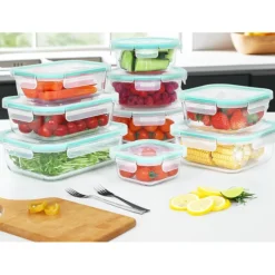 Pojemniki szklane zestaw 10 sztuk lunchbox GierekHoff Corio żaroodporne hermetyczne