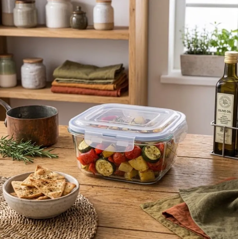 Pojemnik 1200 ml na żywność jedzenie pudełko z pokrywką lunchbox kwadratowy hermetyczny MGHome