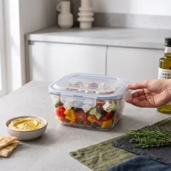 Pojemnik 1200 ml na żywność jedzenie pudełko z pokrywką lunchbox kwadratowy hermetyczny MGHome