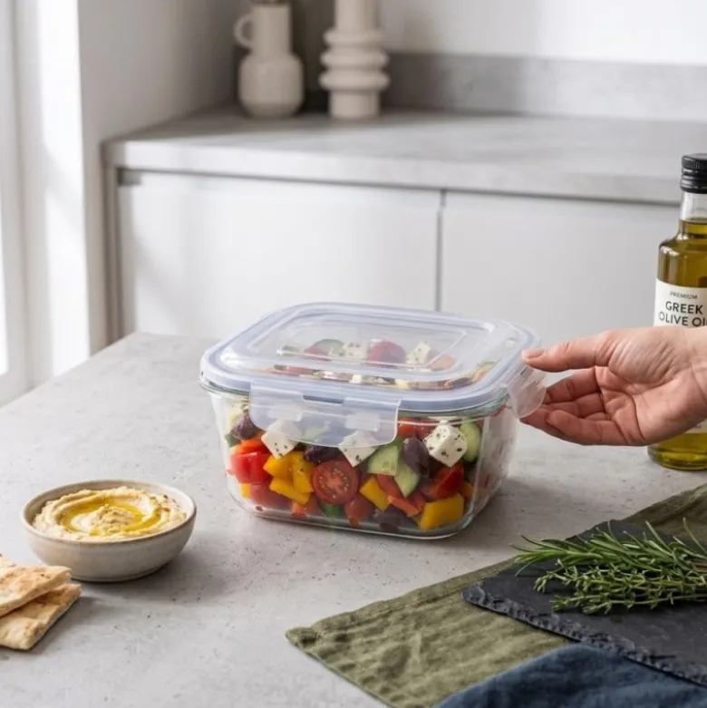 Pojemnik 1200 ml na żywność jedzenie pudełko z pokrywką lunchbox kwadratowy hermetyczny MGHome