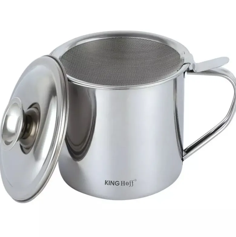 Pojemnik na olej z pokrywką i sitkiem filtrującym 1.2 L KINGHoff KH 1726 metalowy