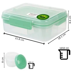 Pojemnik śniadaniowy plastikowy lunchbox GierekHoff Bento 5 komór z pojemnikiem na sos śniadaniówka na żywność GH 1106