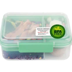 Pojemnik śniadaniowy plastikowy lunchbox GierekHoff Bento 5 komór z pojemnikiem na sos śniadaniówka na żywność GH 1106