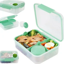 Pojemnik śniadaniowy plastikowy lunchbox GierekHoff Bento 5 komór z pojemnikiem na sos śniadaniówka na żywność GH 1106