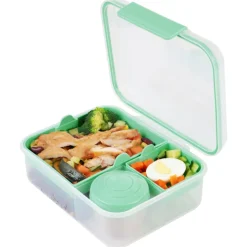 Pojemnik śniadaniowy plastikowy lunchbox GierekHoff Bento 5 komór z pojemnikiem na sos śniadaniówka na żywność GH 1106