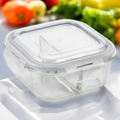 Pojemnik szklany dzielony dwukomorowy Florina Frigo 750 ml kwadratowy lunchbox hermetyczny