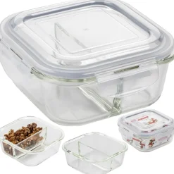Pojemnik szklany dzielony dwukomorowy Florina Frigo 750 ml kwadratowy lunchbox hermetyczny