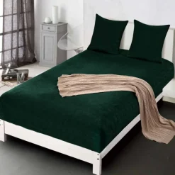Prześcieradło z gumką "miś" 90x200 grube butelkowa zieleń Cotton World 2380