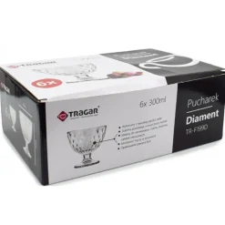 Pucharek do lodów deserów 300 ml szklany diament komplet 6 sztuk Tragar