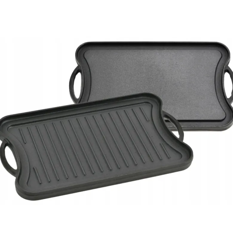 Płyta żeliwna grillowa na ognisko 42x26 cm Krisberg KR 2569 dwustronna patelnia na ruszt
