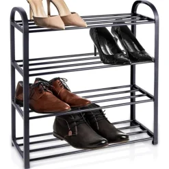Regał na buty 49,5x18,5x56,5 cm półka metalowa czarna 4-poziomowa Orion