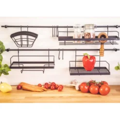 Reling kuchenny czarny Edenberg EB 8516 półka metalowa 16 elementów