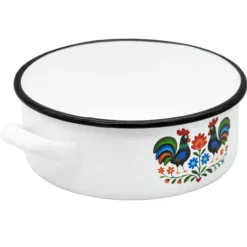Rondel tradycyjny emaliowany 20 cm z uchwytami stalowy biały Folk 2,5 l Tragar