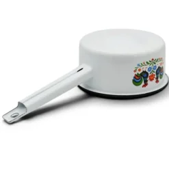 Rondel tradycyjny emaliowany 16 cm z uchwytem stalowy biały Folk 1,5 l Tragar