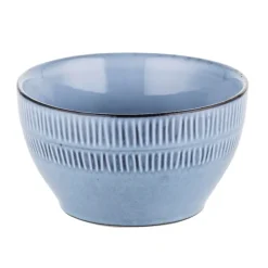Salaterka porcelanowa 11 cm Florina Almond Blue niebieska prążkowana