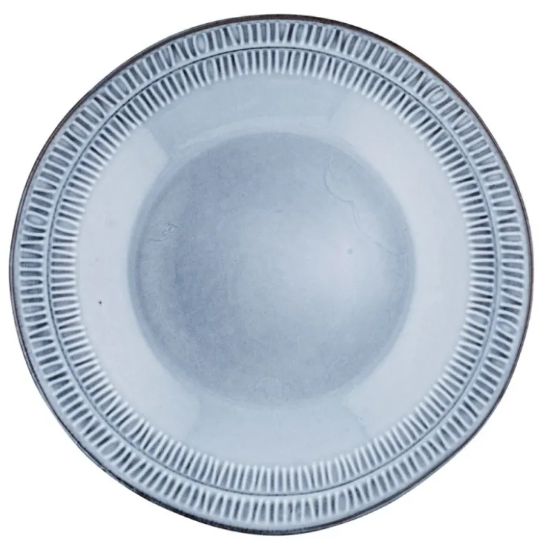 Salaterka porcelanowa 11 cm Florina Almond Blue niebieska prążkowana