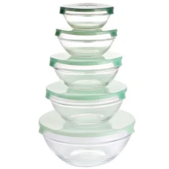 Salaterki z pokrywkami Verdure New 90/150/280/400/710 ml pojemniki szklane zestaw 5 sztuk Florina