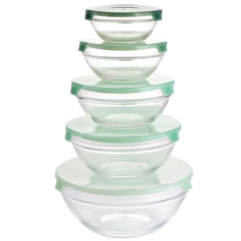 Salaterki z pokrywkami Verdure New 90/150/280/400/710 ml pojemniki szklane zestaw 5 sztuk Florina