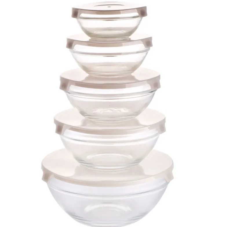 Salaterki z pokrywkami Verdure New 90/150/280/400/710 ml pojemniki szklane zestaw 5 sztuk Florina