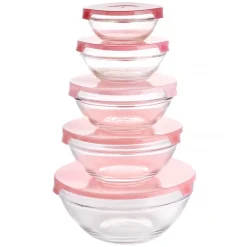 Salaterki z pokrywkami Verdure New 90/150/280/400/710 ml pojemniki szklane zestaw 5 sztuk Florina