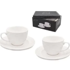 Serwis kawowy dla 2 osób Bella Fiore porcelana zestaw filiżanek ze spodkami 2+2 biały Alis Tragar 42395