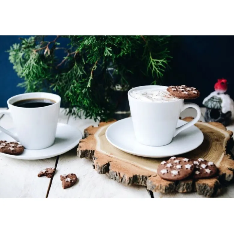 Serwis kawowy porcelana biały na 6 osób Glasmark Maja zestaw 6 filiżanek 230 ml ze spodkami
