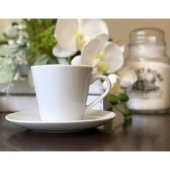 Serwis kawowy porcelana biały na 6 osób Glasmark Maja zestaw 6 filiżanek 230 ml ze spodkami