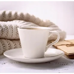Serwis kawowy porcelana biały na 6 osób Glasmark Maja zestaw 6 filiżanek 230 ml ze spodkami